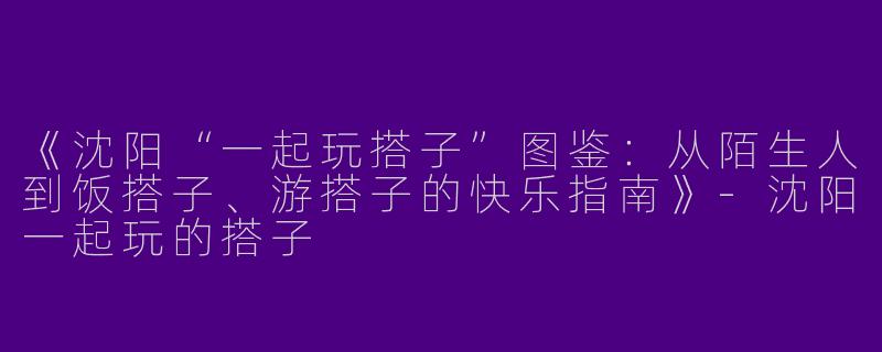 《沈阳“一起玩搭子”图鉴：从陌生人到饭搭子、游搭子的快乐指南》-沈阳一起玩的搭子