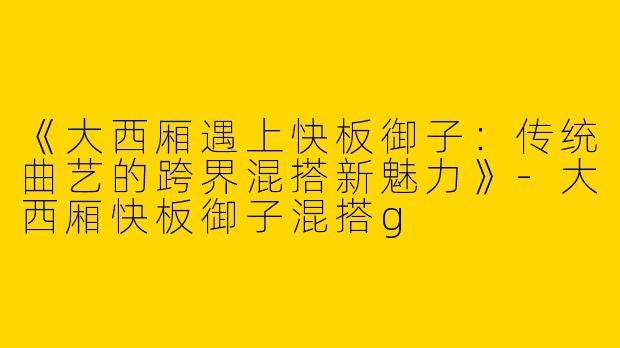 《大西厢遇上快板御子：传统曲艺的跨界混搭新魅力》-大西厢快板御子混搭g