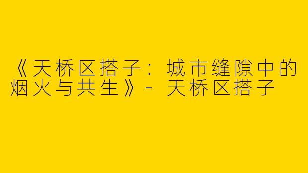 《天桥区搭子：城市缝隙中的烟火与共生》-天桥区搭子