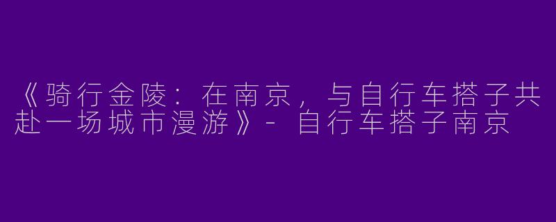 《骑行金陵：在南京，与自行车搭子共赴一场城市漫游》-自行车搭子南京
