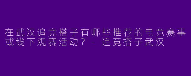 在武汉追竞搭子有哪些推荐的电竞赛事或线下观赛活动？-追竞搭子武汉