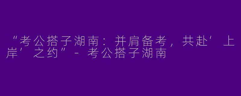 “考公搭子湖南：并肩备考，共赴‘上岸’之约”-考公搭子湖南
