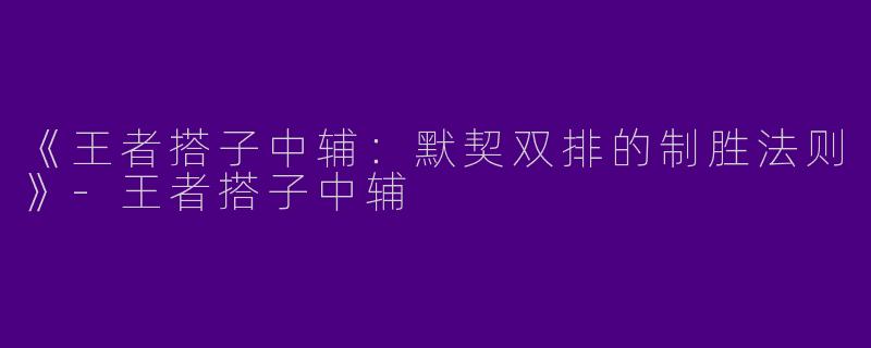 《王者搭子中辅：默契双排的制胜法则》-王者搭子中辅