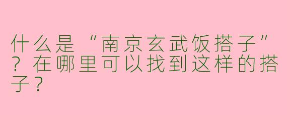 什么是“南京玄武饭搭子”？在哪里可以找到这样的搭子？
