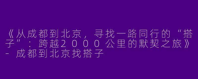 《从成都到北京，寻找一路同行的“搭子”：跨越2000公里的默契之旅》-成都到北京找搭子