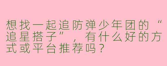 想找一起追防弹少年团的“追星搭子”，有什么好的方式或平台推荐吗？