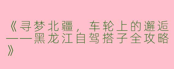《寻梦北疆，车轮上的邂逅——黑龙江自驾搭子全攻略》