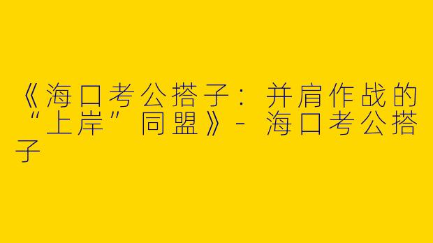 《海口考公搭子：并肩作战的“上岸”同盟》-海口考公搭子