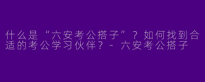 什么是“六安考公搭子”？如何找到合适的考公学习伙伴？-六安考公搭子