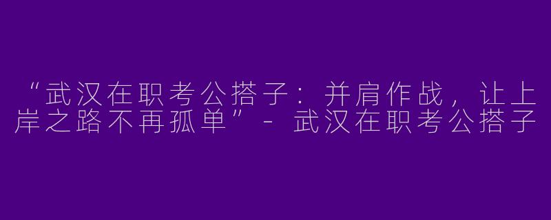 “武汉在职考公搭子：并肩作战，让上岸之路不再孤单”-武汉在职考公搭子