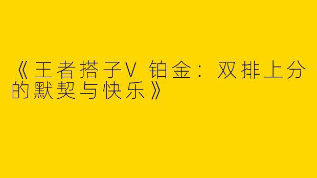 《王者搭子V铂金：双排上分的默契与快乐》
