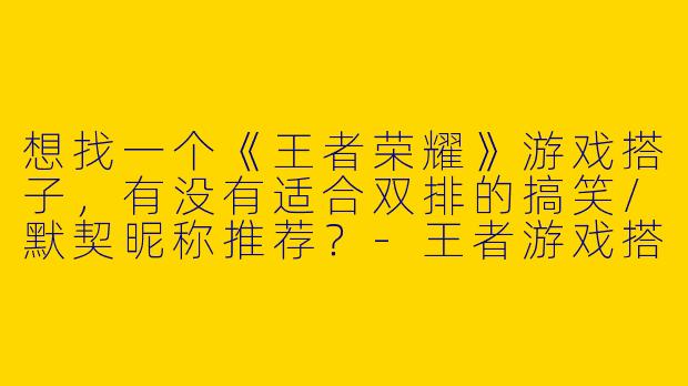 想找一个《王者荣耀》游戏搭子，有没有适合双排的搞笑/默契昵称推荐？-王者游戏搭子昵称