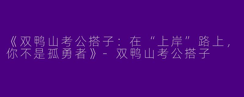 《双鸭山考公搭子：在“上岸”路上，你不是孤勇者》-双鸭山考公搭子