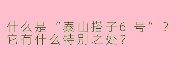 什么是“泰山搭子6号”？它有什么特别之处？