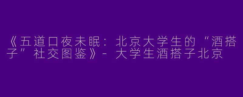《五道口夜未眠：北京大学生的“酒搭子”社交图鉴》-大学生酒搭子北京