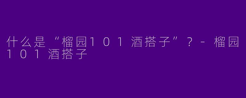 什么是“榴园101酒搭子”？