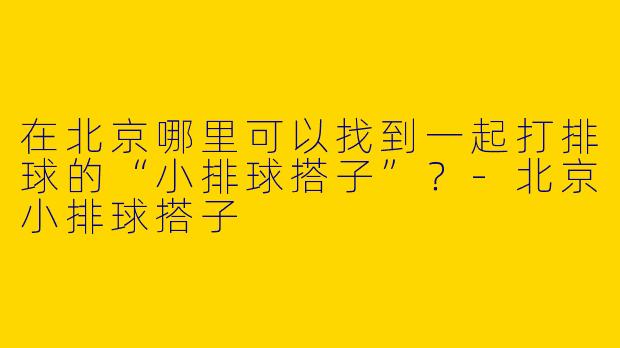 在北京哪里可以找到一起打排球的“小排球搭子”？-北京小排球搭子