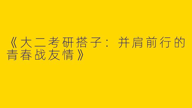《大二考研搭子：并肩前行的青春战友情》