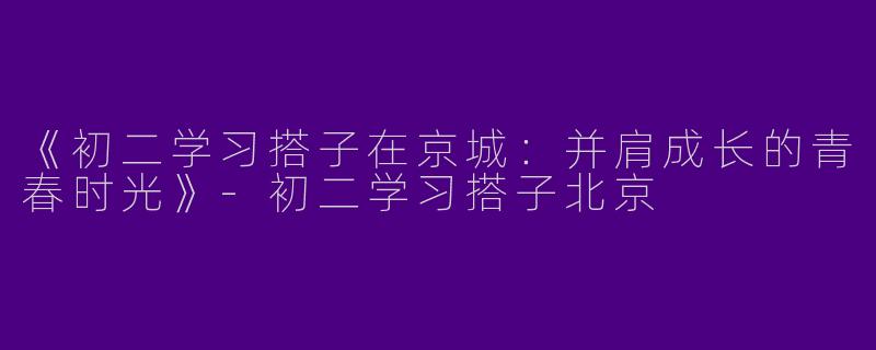 《初二学习搭子在京城：并肩成长的青春时光》-初二学习搭子北京