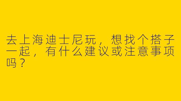 去上海迪士尼玩，想找个搭子一起，有什么建议或注意事项吗？
