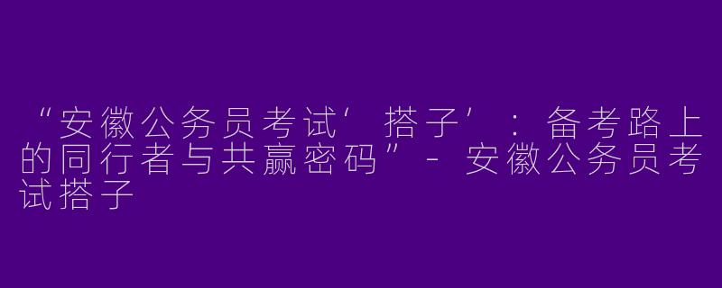“安徽公务员考试‘搭子’：备考路上的同行者与共赢密码”-安徽公务员考试搭子