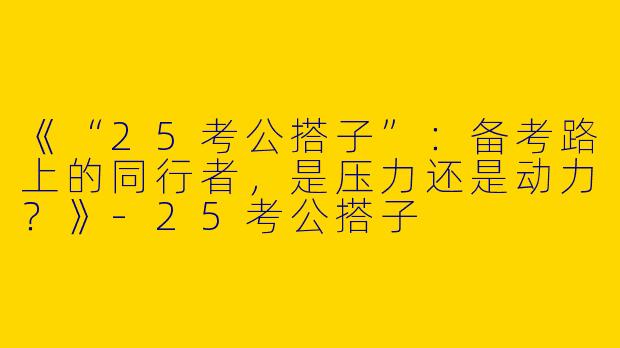 《“25考公搭子”：备考路上的同行者，是压力还是动力？》-25考公搭子