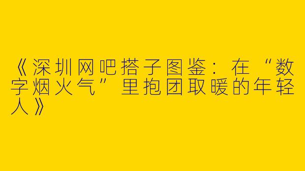 《深圳网吧搭子图鉴：在“数字烟火气”里抱团取暖的年轻人》