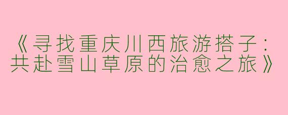 《寻找重庆川西旅游搭子：共赴雪山草原的治愈之旅》