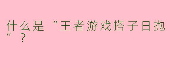 什么是“王者游戏搭子日抛”？