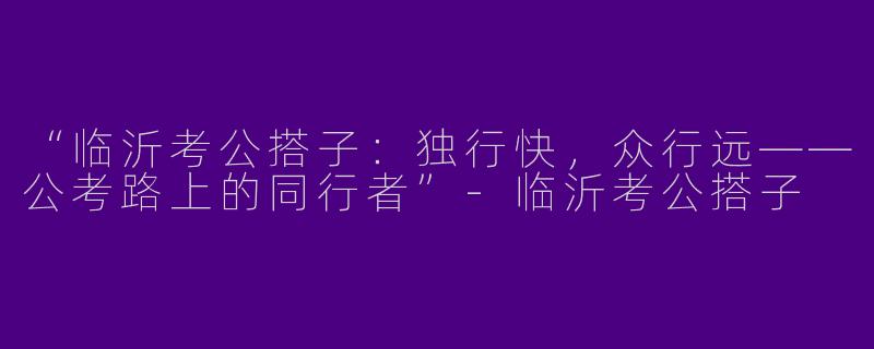 “临沂考公搭子：独行快，众行远——公考路上的同行者”-临沂考公搭子