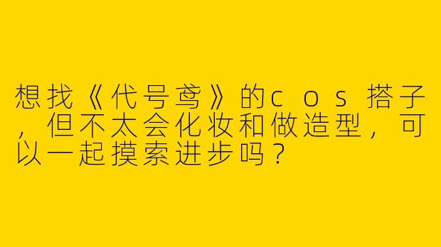 想找《代号鸢》的cos搭子，但不太会化妆和做造型，可以一起摸索进步吗？