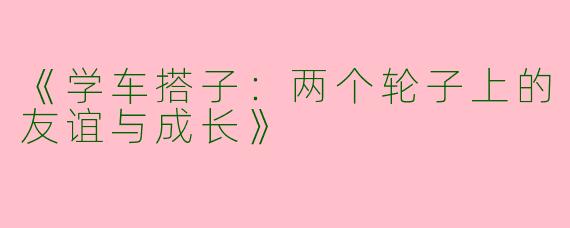 《学车搭子：两个轮子上的友谊与成长》