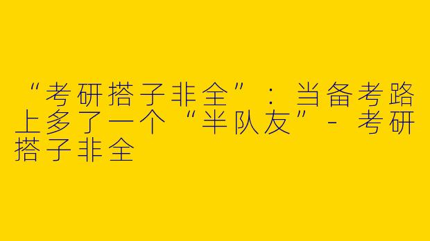 “考研搭子非全”：当备考路上多了一个“半队友”-考研搭子非全