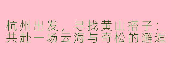 杭州出发，寻找黄山搭子：共赴一场云海与奇松的邂逅