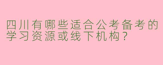 四川有哪些适合公考备考的学习资源或线下机构？