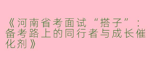 《河南省考面试“搭子”：备考路上的同行者与成长催化剂》