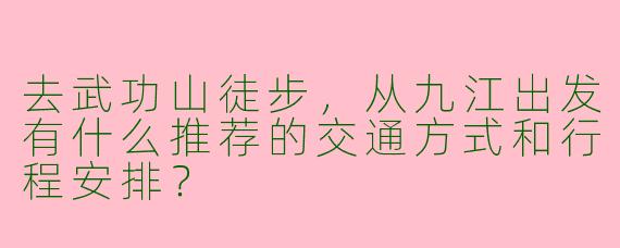 去武功山徒步，从九江出发有什么推荐的交通方式和行程安排？
