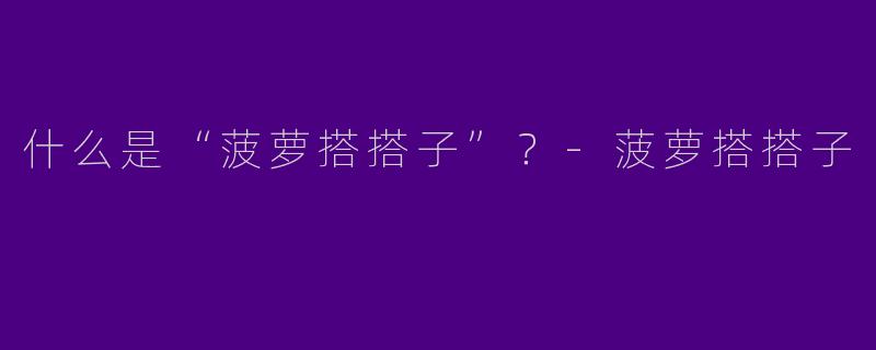 什么是“菠萝搭搭子”？-菠萝搭搭子