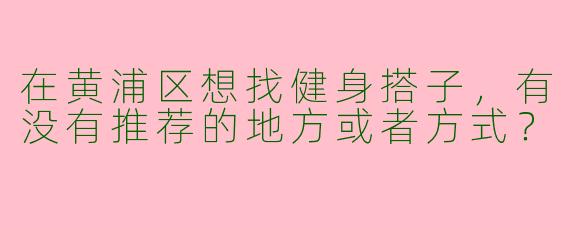 在黄浦区想找健身搭子，有没有推荐的地方或者方式？