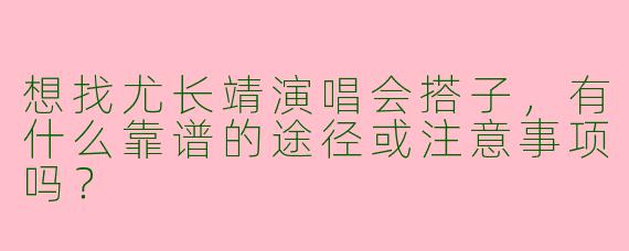 想找尤长靖演唱会搭子，有什么靠谱的途径或注意事项吗？