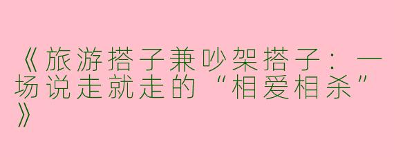 《旅游搭子兼吵架搭子：一场说走就走的“相爱相杀”》