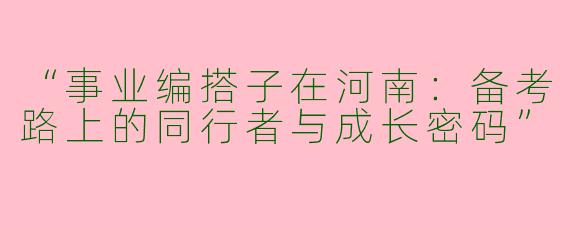 “事业编搭子在河南：备考路上的同行者与成长密码”