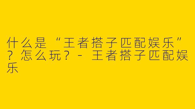 什么是“王者搭子匹配娱乐”？怎么玩？-王者搭子匹配娱乐