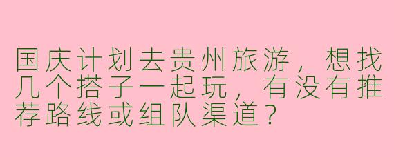 国庆计划去贵州旅游，想找几个搭子一起玩，有没有推荐路线或组队渠道？