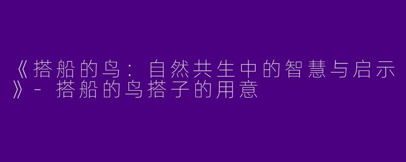 《搭船的鸟：自然共生中的智慧与启示》-搭船的鸟搭子的用意