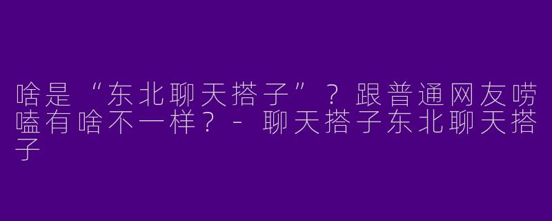 啥是“东北聊天搭子”？跟普通网友唠嗑有啥不一样？-聊天搭子东北聊天搭子