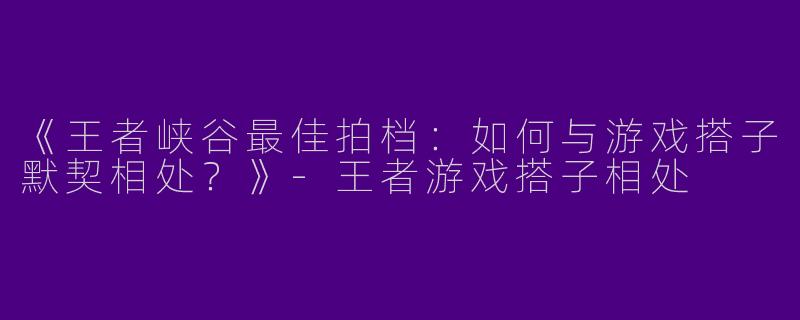 《王者峡谷最佳拍档：如何与游戏搭子默契相处？》-王者游戏搭子相处