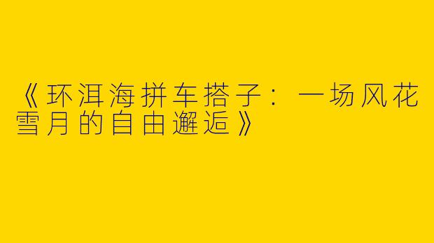 《环洱海拼车搭子：一场风花雪月的自由邂逅》