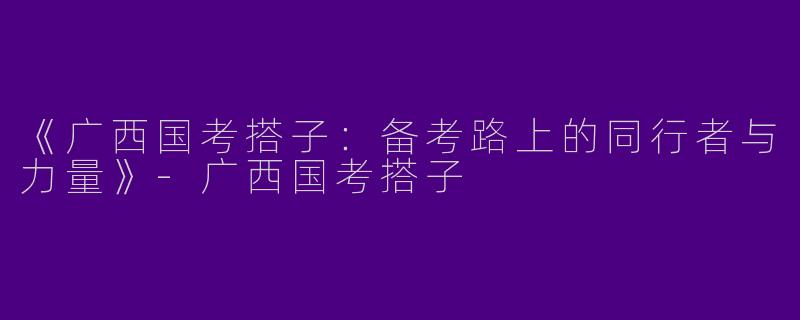 《广西国考搭子：备考路上的同行者与力量》-广西国考搭子