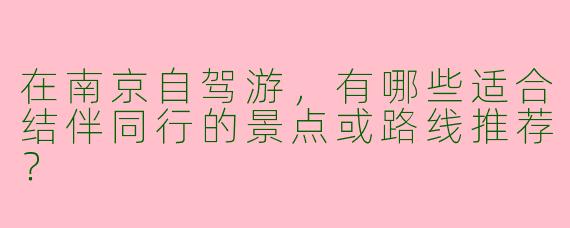 在南京自驾游，有哪些适合结伴同行的景点或路线推荐？